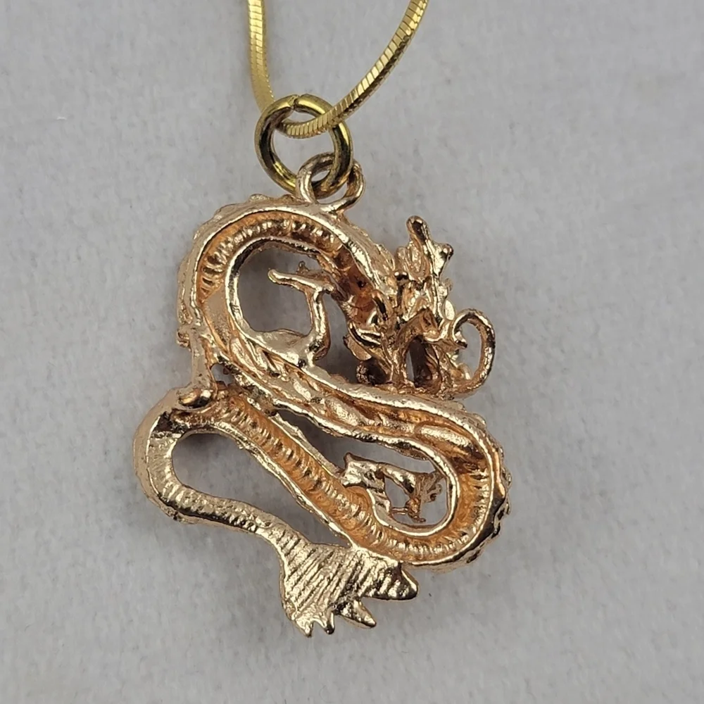 18k plated ropechain‎ dragon pendant necklace 30